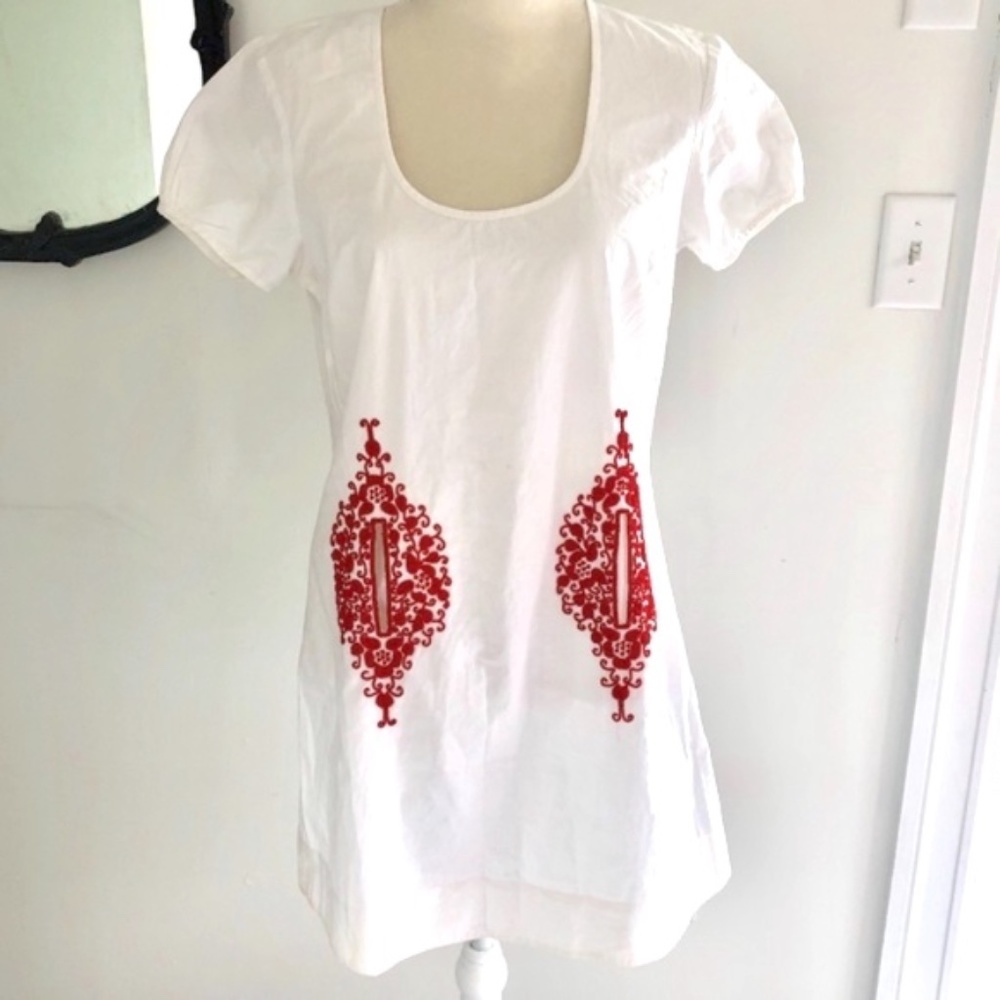Fleur Wood Beaded Pocket Shift Dress